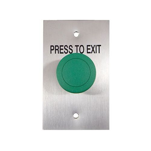 Smart Flat Stainless Steel GPO Plate
GREEN Mushroom Button, Text = PRESS TO
EXIT